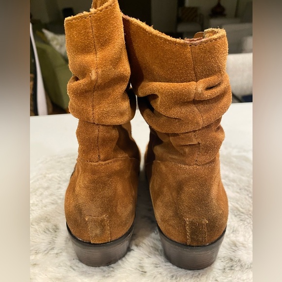 Reba Boot Suede Slouch Western Cowgirl Saddle Cognac Brown Rust Bootie Size 7.5 - Picture 5 of 9